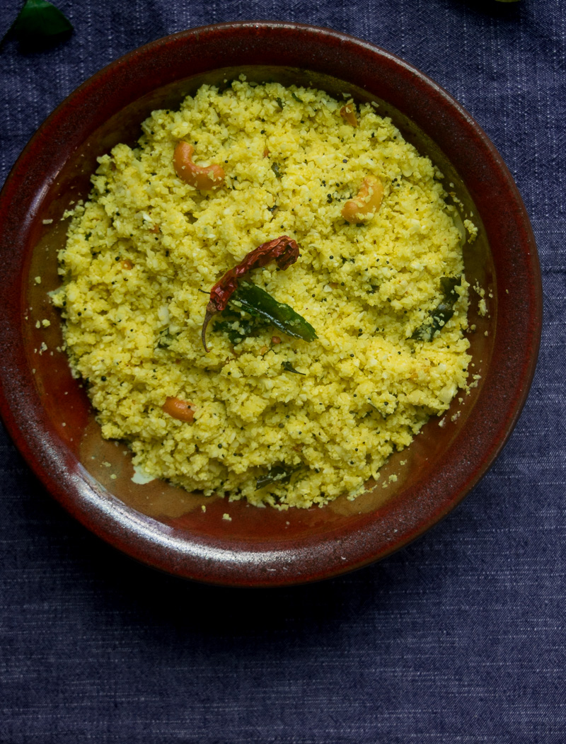 Quick 10-minute lemon cauliflower rice--Riced cauliflower tossed with aromatic Indian spices, so good you won't miss the rice! |www.cookeatlaugh.com